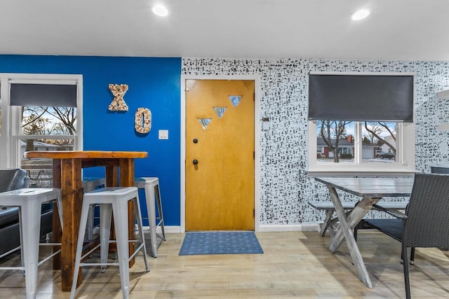 interior space with hardwood / wood-style flooring