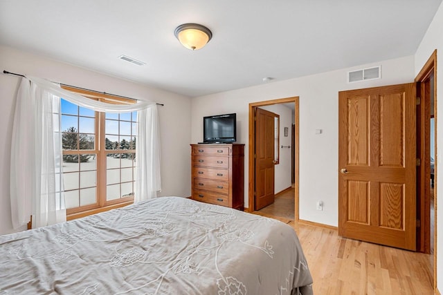 bedroom featuring light wood-type flooring