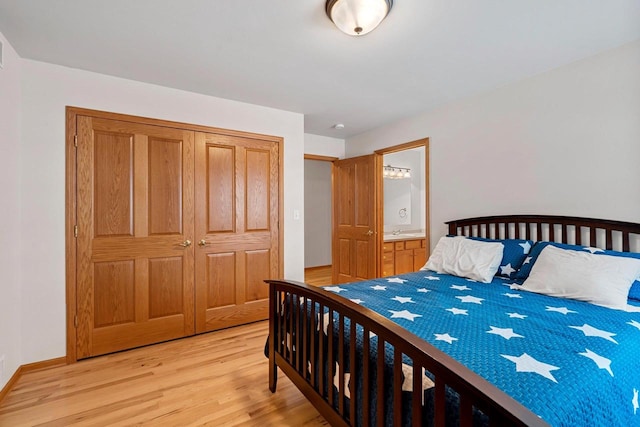 bedroom with light hardwood / wood-style floors