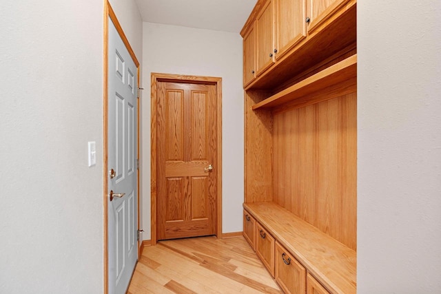 mudroom featuring light wood-type flooring