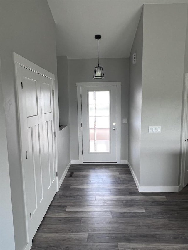 doorway to outside featuring dark hardwood / wood-style flooring