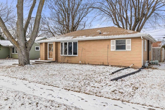 view of front of property with central AC unit