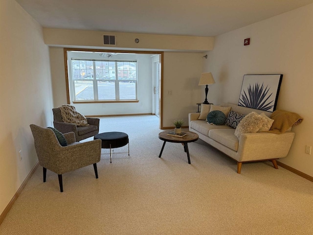 living room featuring carpet