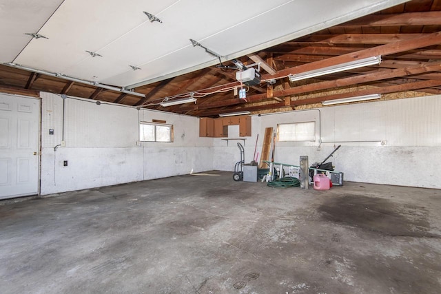 garage with a garage door opener