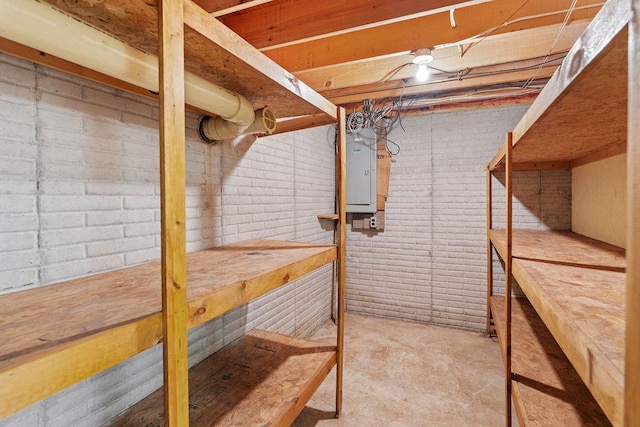 basement with electric panel