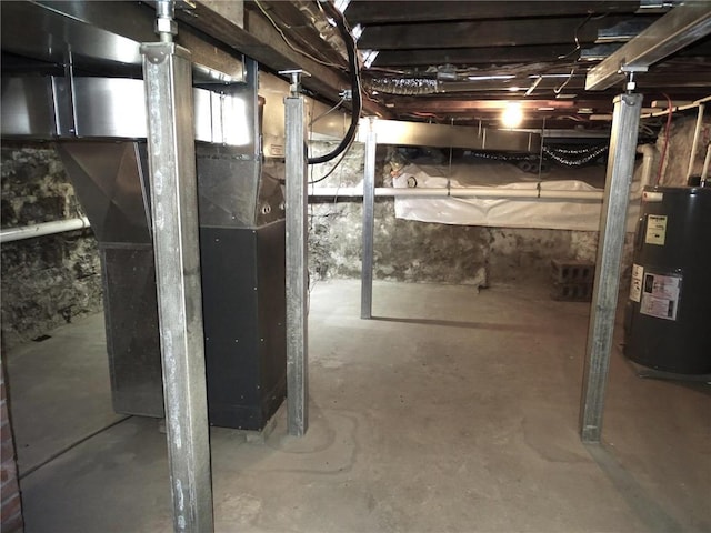 basement with water heater