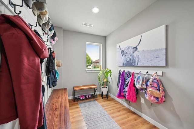 mudroom featuring light wood-type flooring