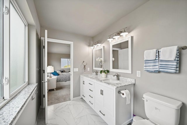 bathroom with toilet and vanity