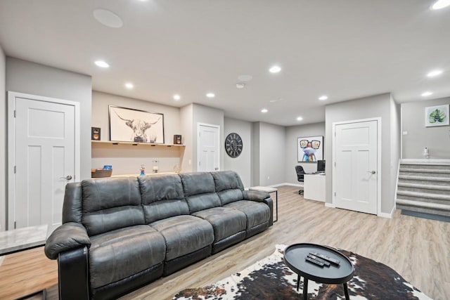 living room featuring light hardwood / wood-style flooring