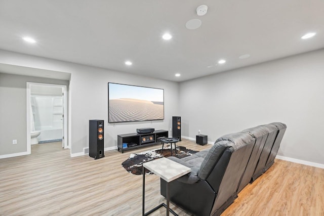 living room with light hardwood / wood-style flooring