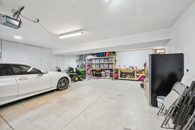 garage with a garage door opener