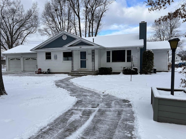 single story home with a garage