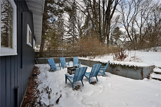 view of yard covered in snow