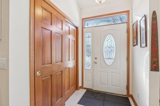 view of tiled foyer entrance