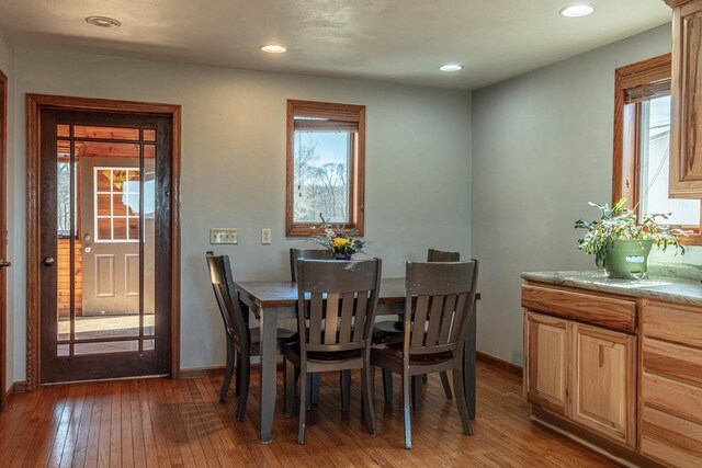 8325 S Avon Store Rd, Brodhead, WI 53520 - dining area featuring recessed lighting, baseboards, and light wood finished floors