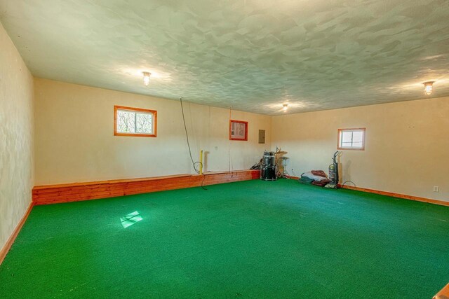 8325 S Avon Store Rd, Brodhead, WI 53520 - interior space with a wealth of natural light, carpet, electric panel, and a textured ceiling