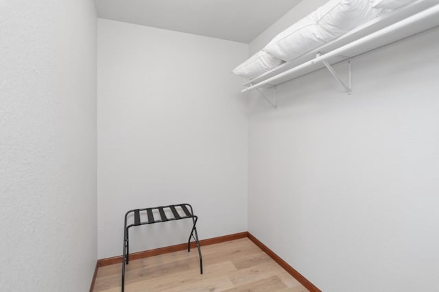 spacious closet featuring light wood-type flooring