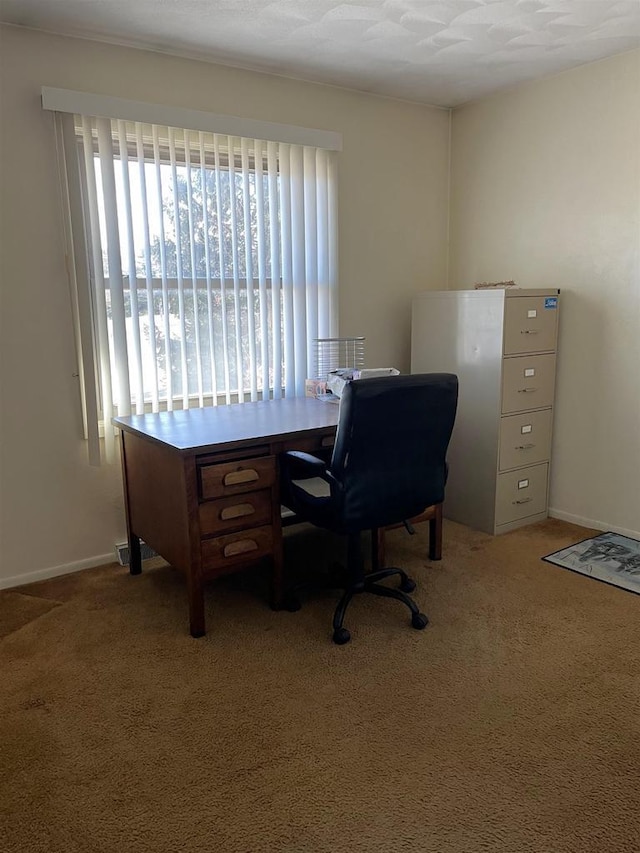 office area with light colored carpet