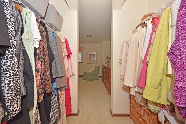 spacious closet with light colored carpet