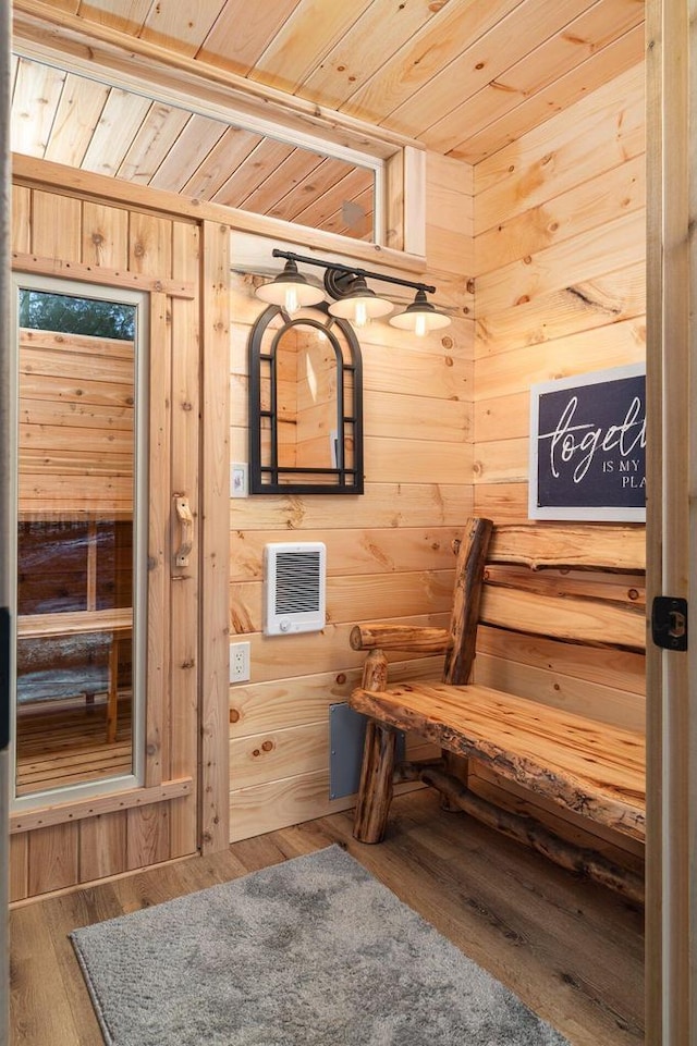 view of sauna / steam room with hardwood / wood-style flooring