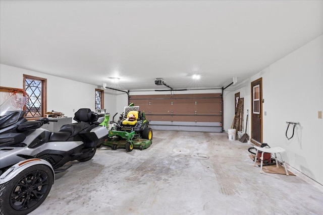 garage with a garage door opener