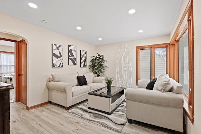 living room featuring light hardwood / wood-style floors and plenty of natural light