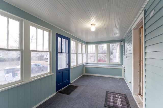 view of unfurnished sunroom