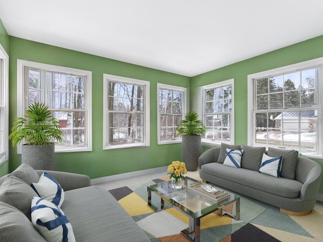 living room with plenty of natural light