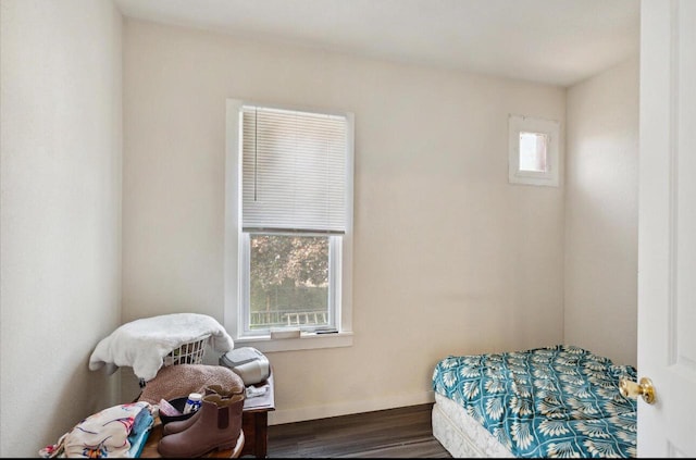 bedroom featuring dark wood-type flooring