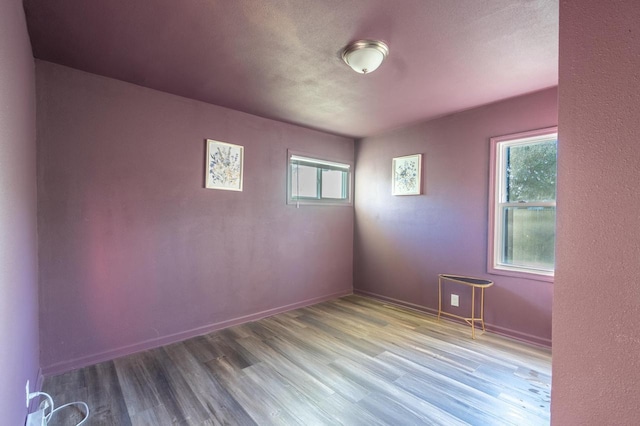 empty room with a wealth of natural light and hardwood / wood-style floors