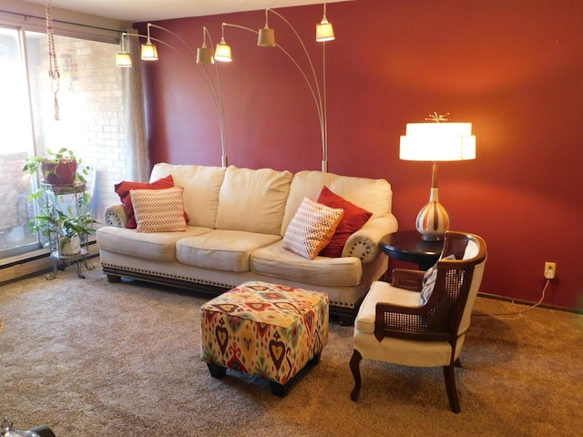 living room featuring carpet flooring