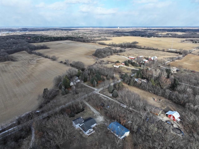 drone / aerial view with a rural view