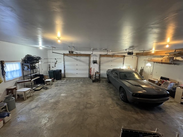 garage with a garage door opener