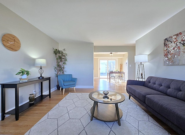 living room with light wood-type flooring