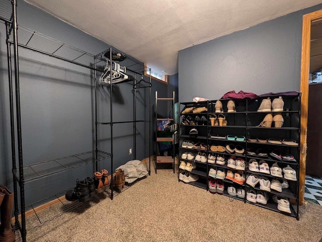 walk in closet featuring carpet