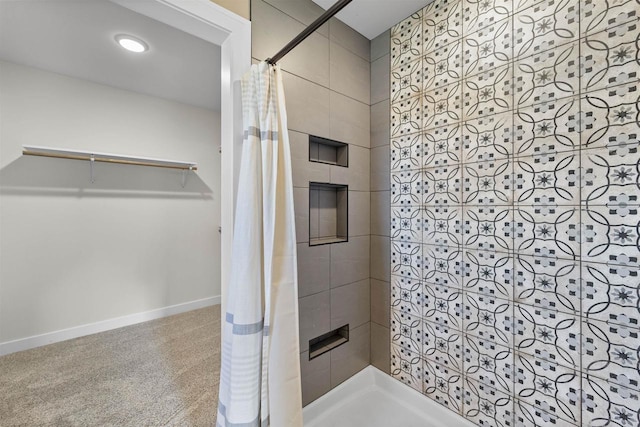 bathroom featuring a shower with curtain