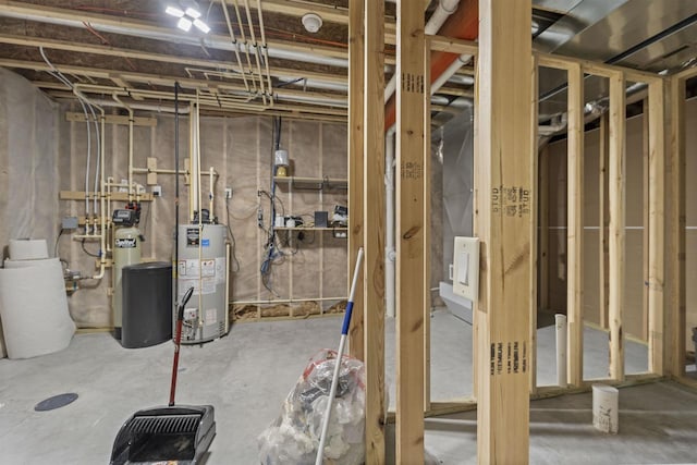 basement with gas water heater