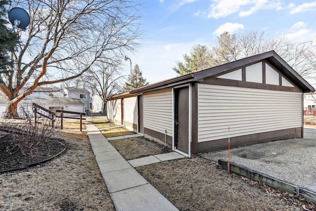 exterior space with an outbuilding