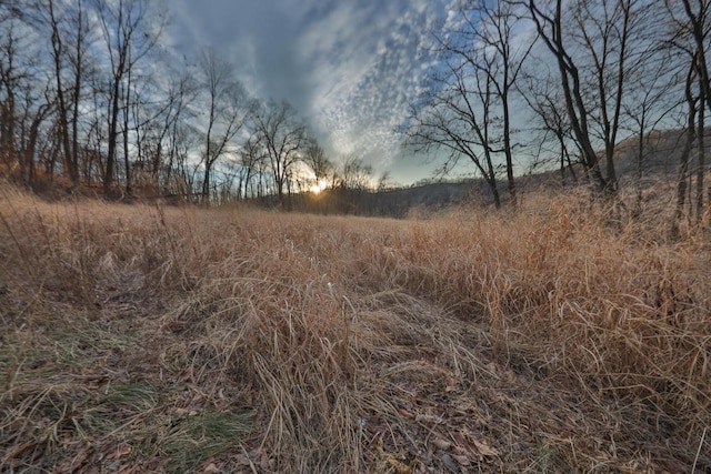 nature at dusk featuring a rural view