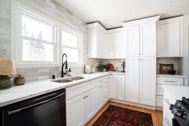 kitchen featuring white cabinetry, sink, and dishwasher