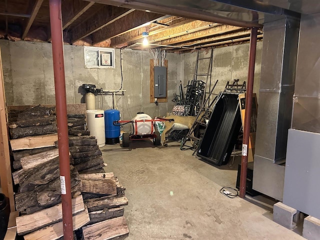 basement with electric panel