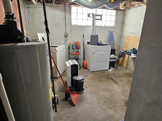 below grade area with washing machine and dryer