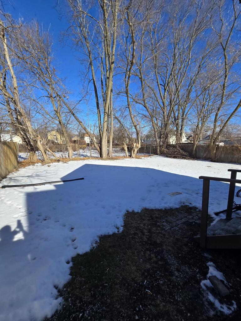 view of yard layered in snow