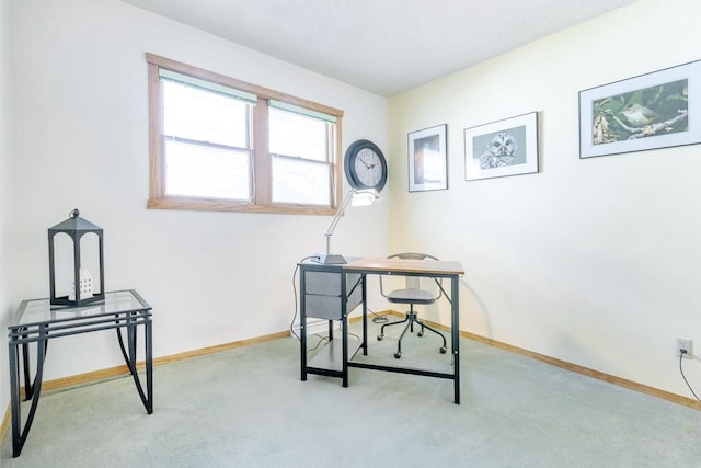 view of carpeted home office