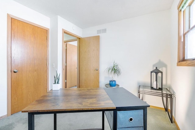 office area featuring carpet flooring