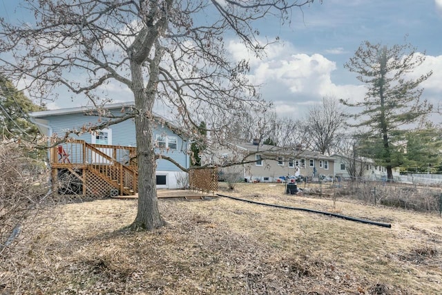 view of yard with a deck