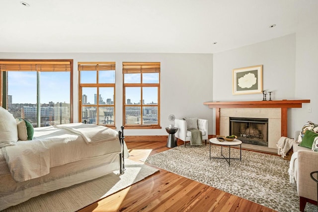 bedroom with light hardwood / wood-style flooring