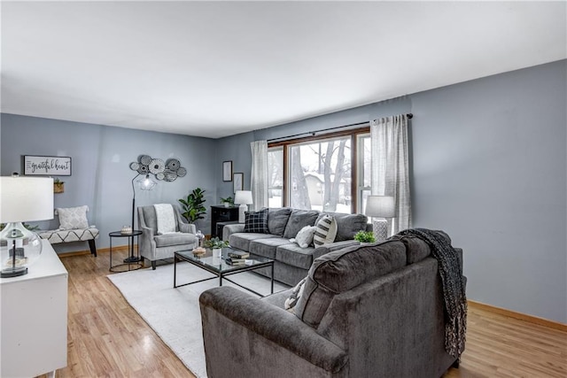 living room with light hardwood / wood-style floors