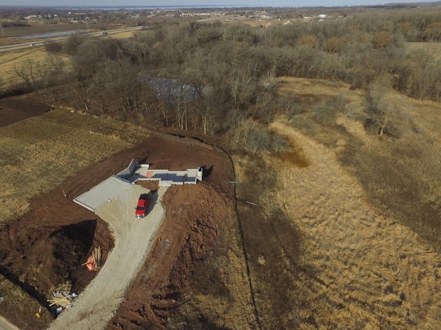 aerial view featuring a rural view