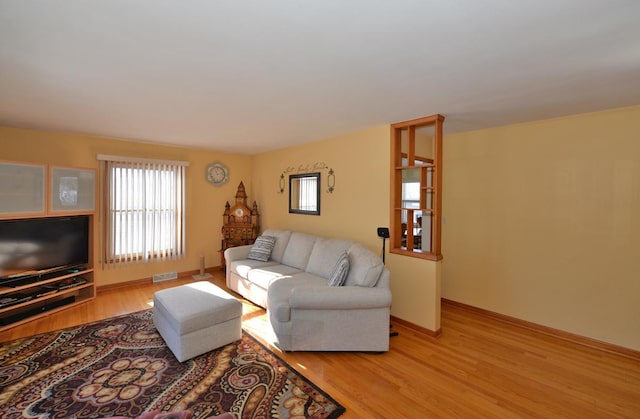 living room featuring light hardwood / wood-style floors